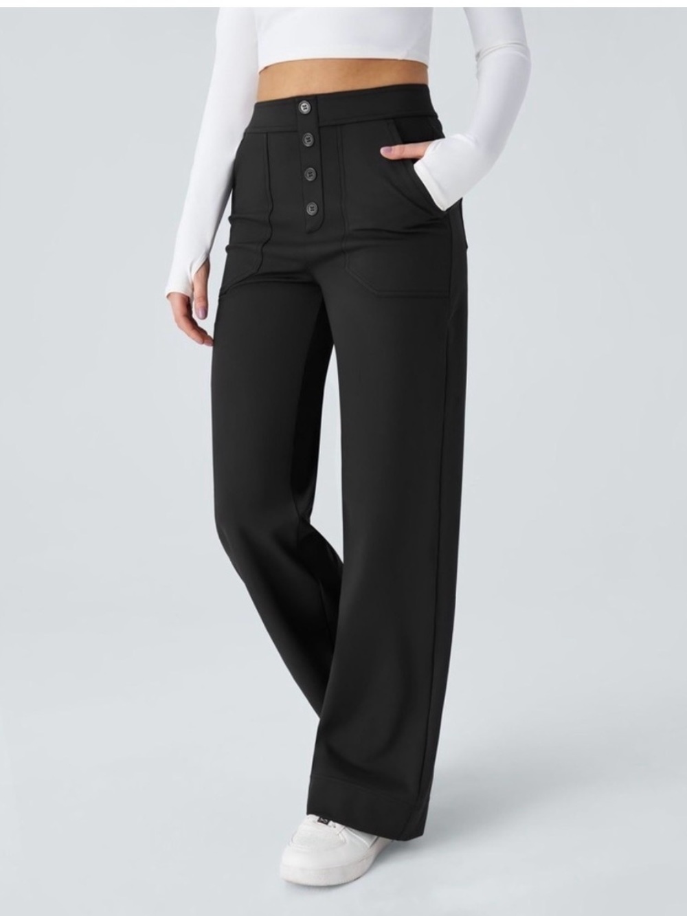 NWT Halara Tall High Waisted Straight Leg Pants Classic Casual Sz L Trousers